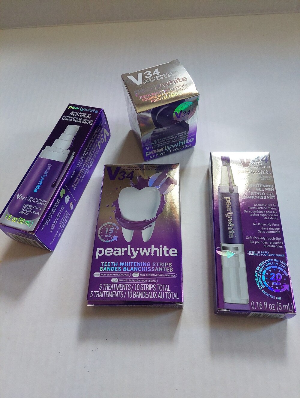 4 Pcs New V34 PearlyWhite Collection Gel Pen White Strips Booster Whitening + - Picture 1 of 4